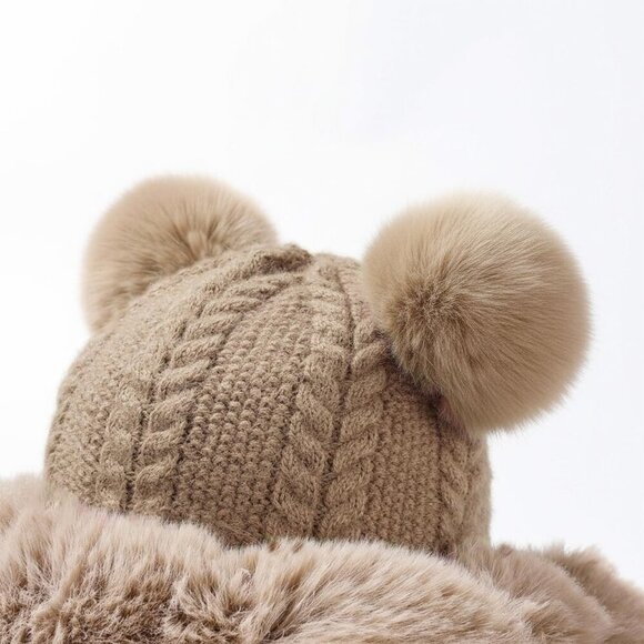 Women Khaki 2Winter Sherpa Beanie Hats Knit Ear Flaps Peruvian Cover Ears main image 6